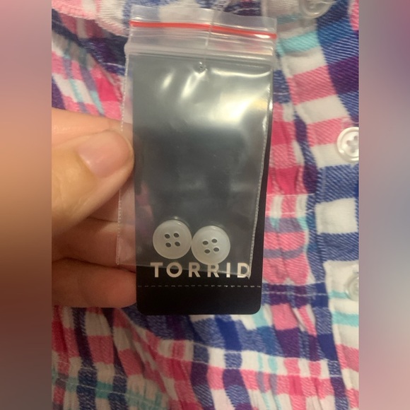 Torrid Peplum Smocked Bodice Crinkle Gauze Cami Plaid White 4X NWT - Picture 10 of 12